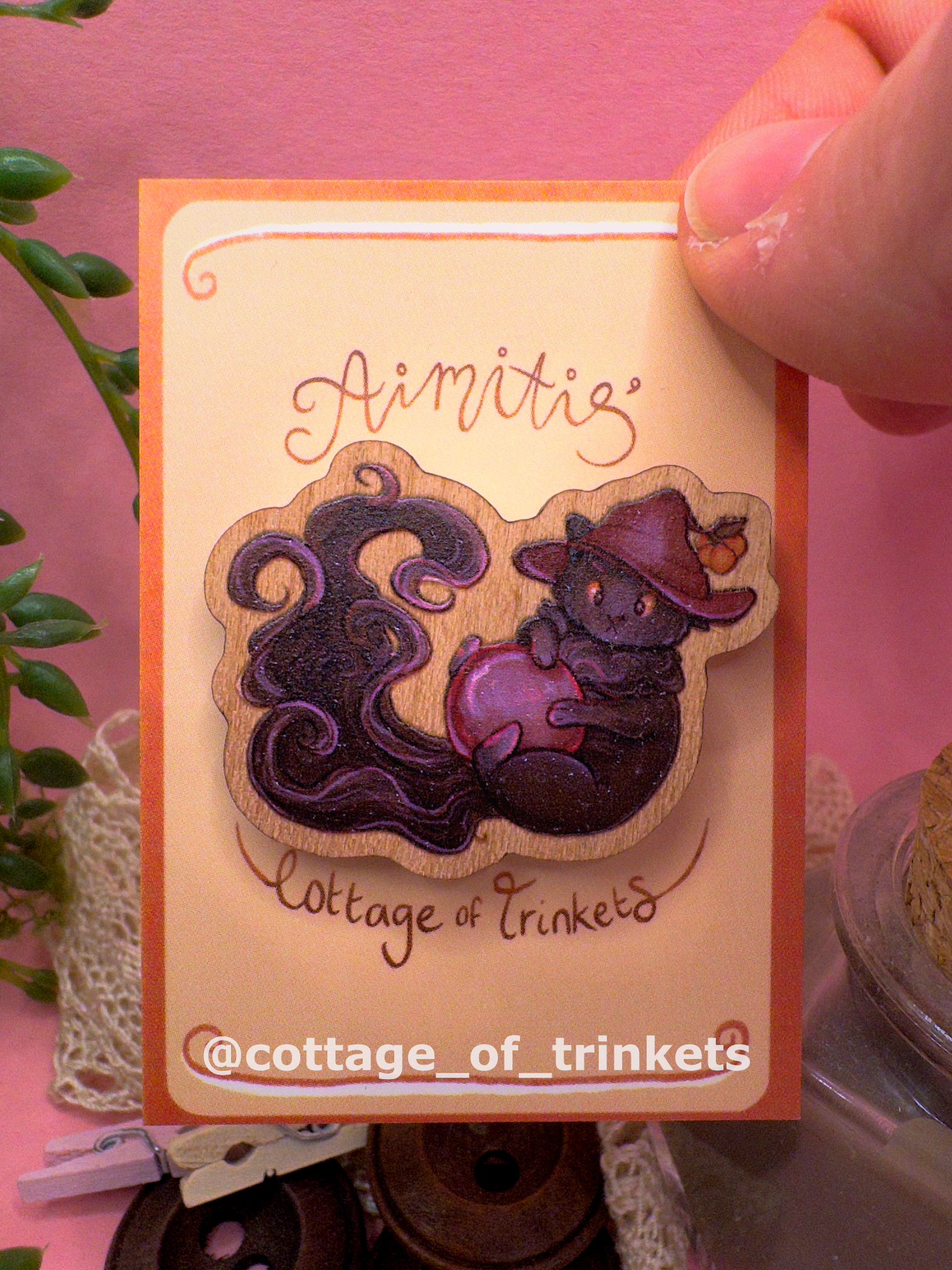 Wooden Pin | Magic Cat