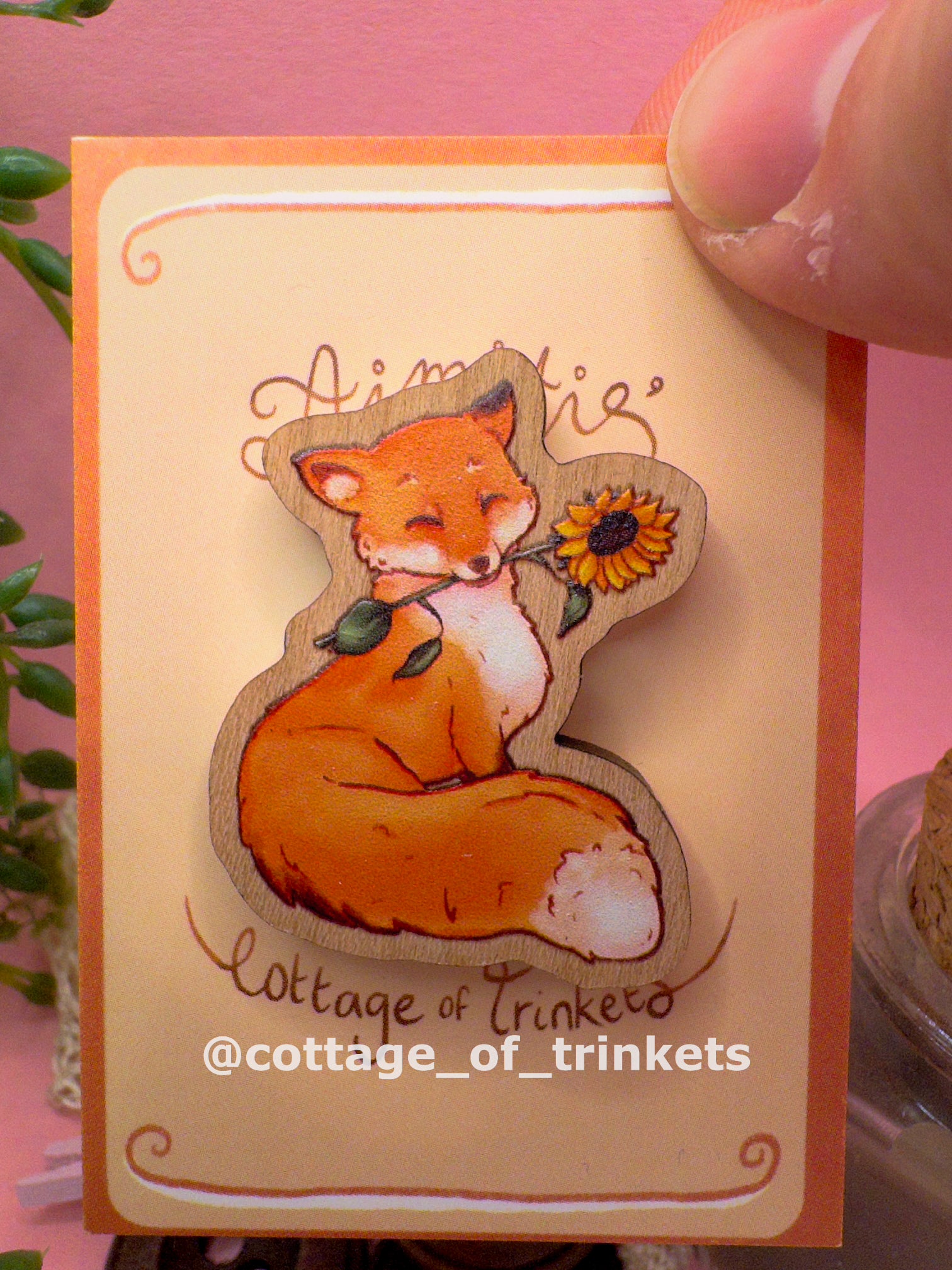 Wooden Pin | Sunflower Fox