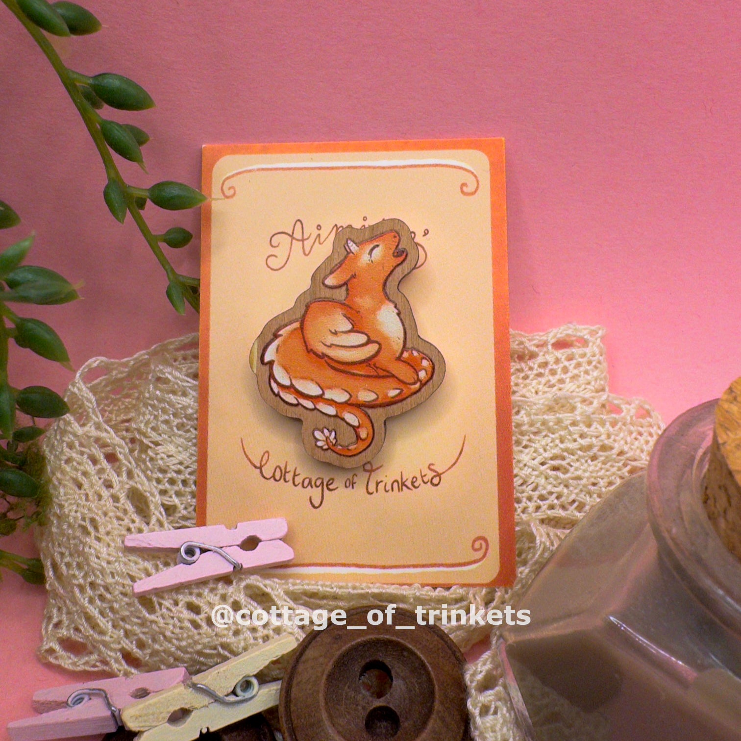 Wooden Pin | Tangerine