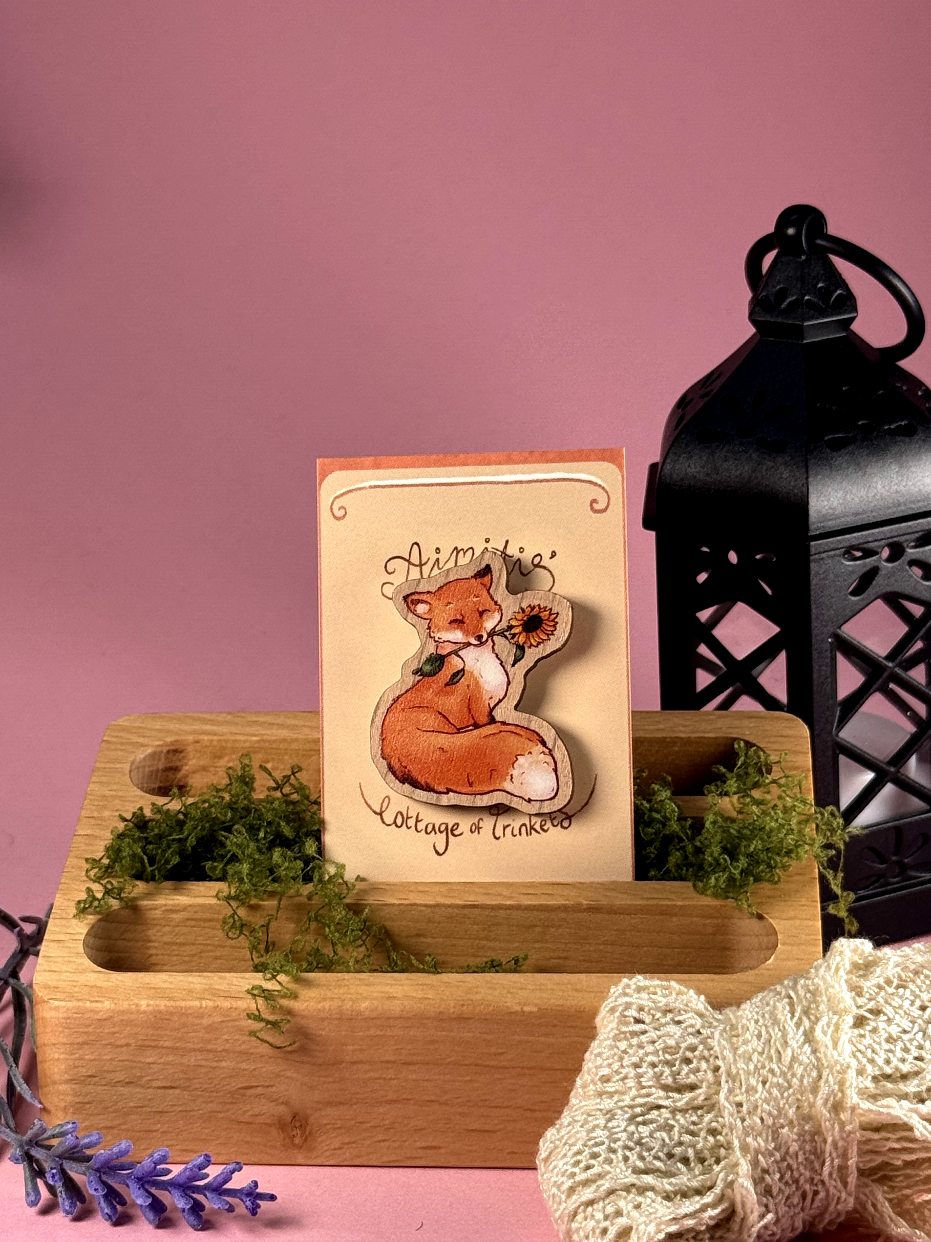 Wooden Pin | Sunflower Fox