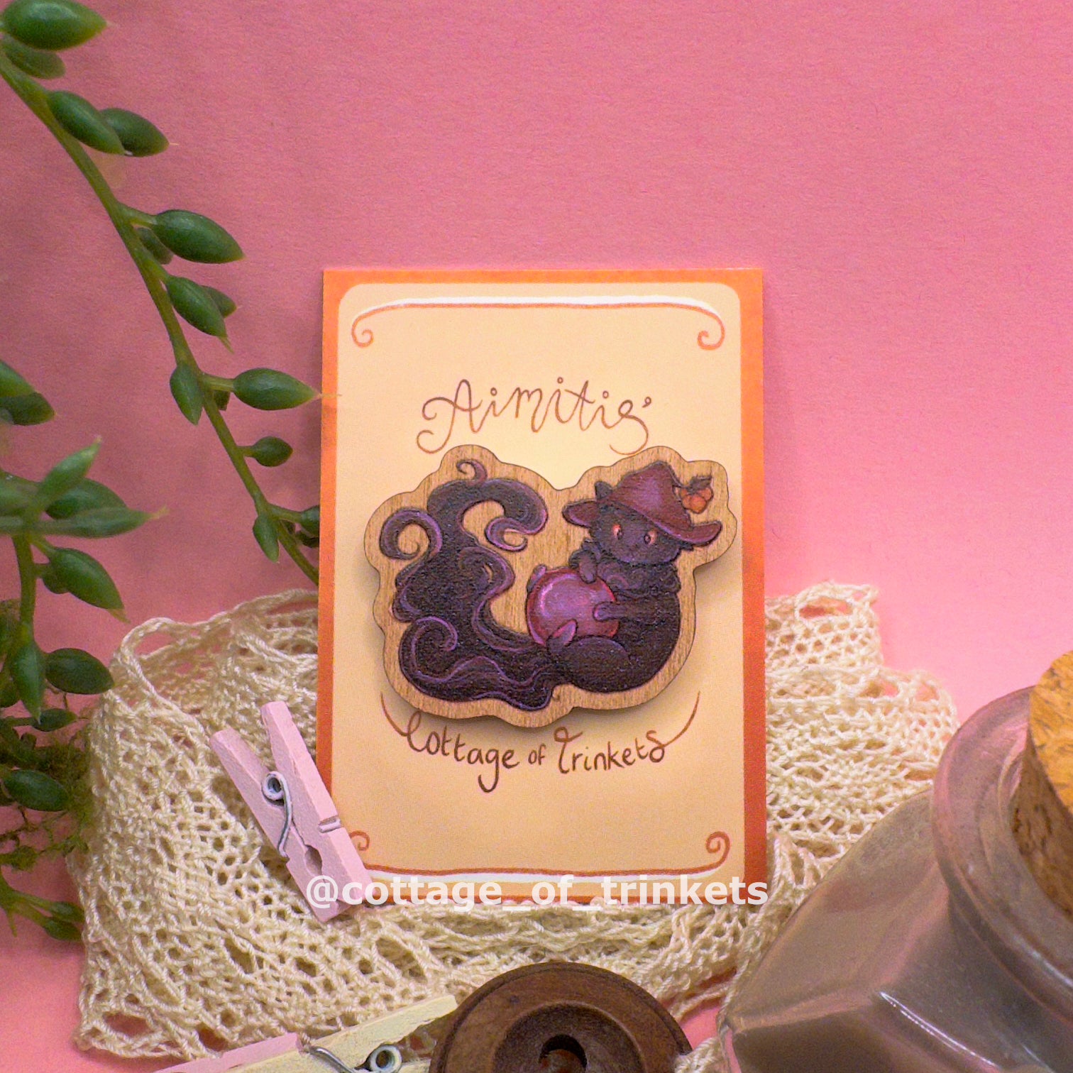 Wooden Pin | Magic Cat