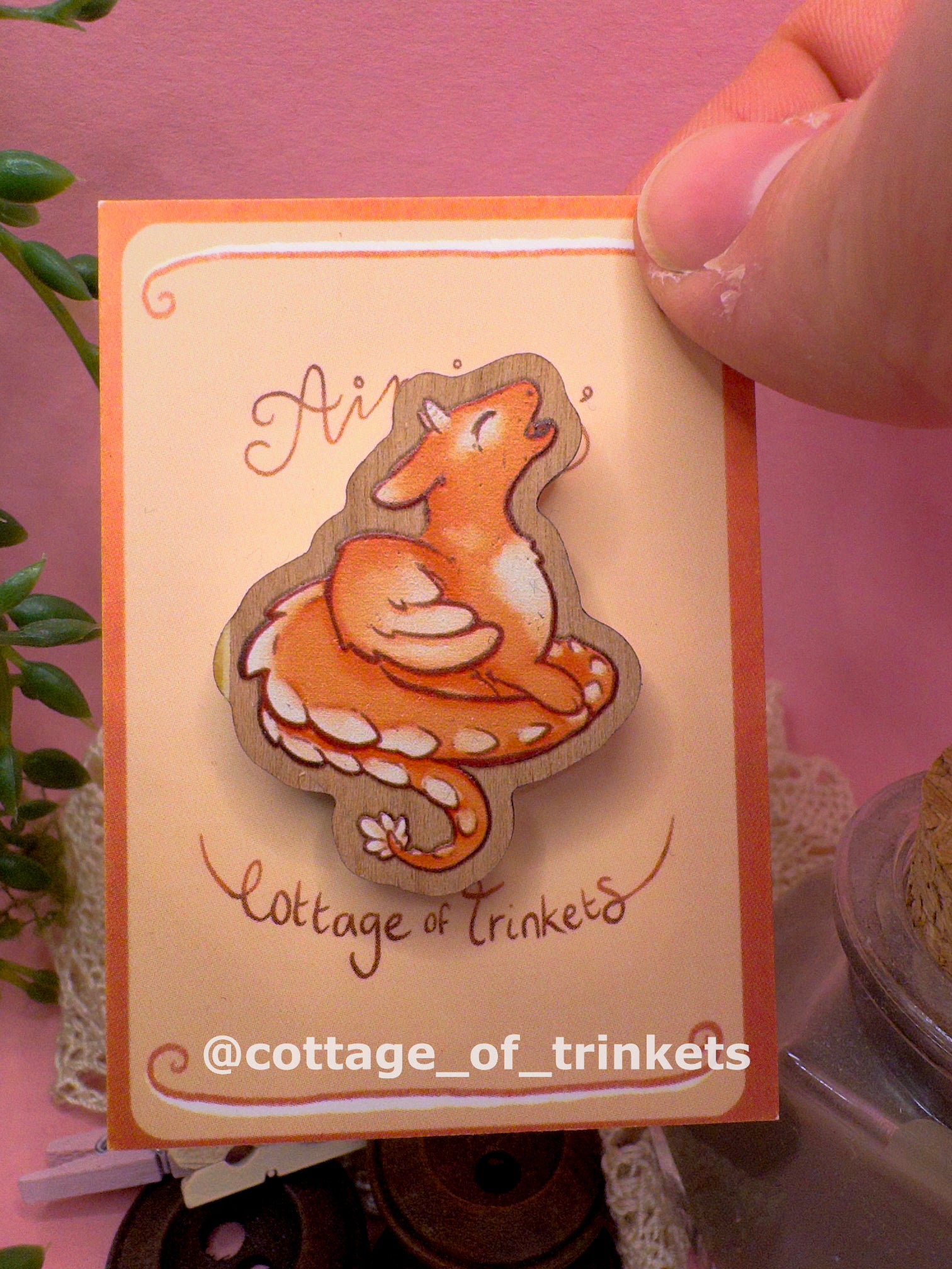 Wooden Pin | Tangerine