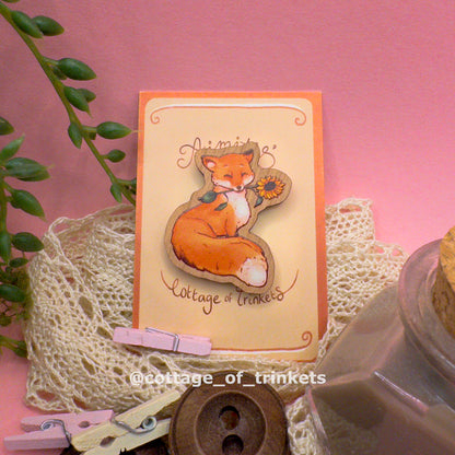 Wooden Pin | Sunflower Fox