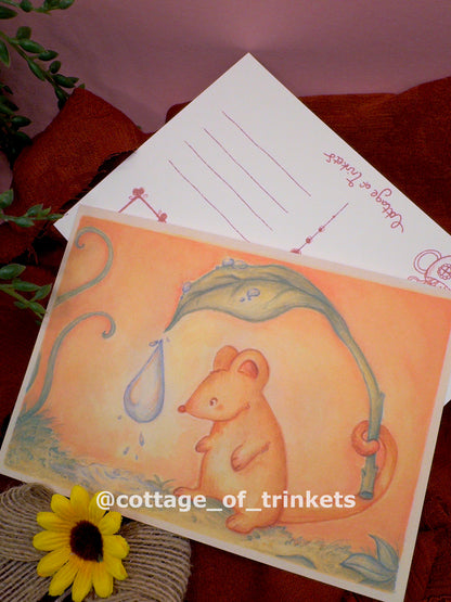 Postcard | Leaf Umbrella Mouse