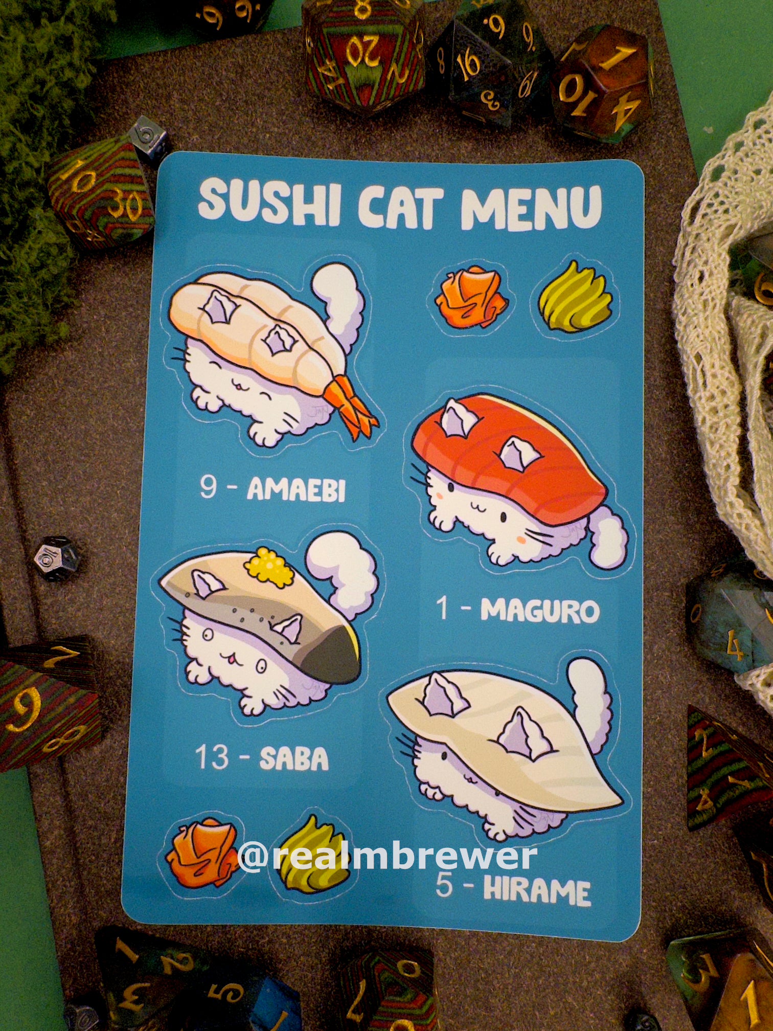 Sticker Sheet | Sushi Cats | Menu 1
